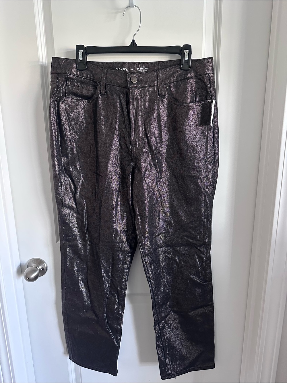 Old Navy Shimmery Dark Purple Straight-Leg Jeans